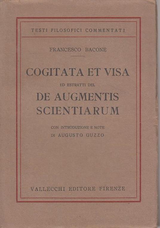 Cogitata Et Visa De Augmentis Scientarium - Francesco Bacone - copertina