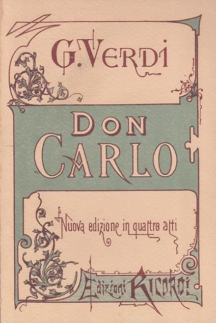Don Carlo Ristampa Anastatica - Giuseppe Verdi - copertina