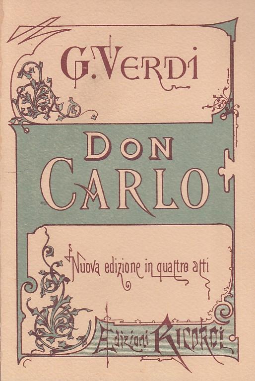 Don Carlo Ristampa Anastatica - Giuseppe Verdi - copertina