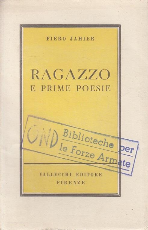 Ragazzo e Prime Poesie - Piero Jahier - copertina