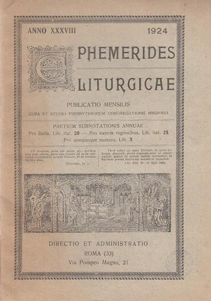 Phemerides Liturgicae - copertina