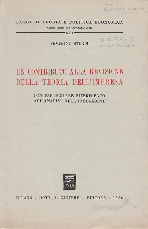 Contributo Revisione Teoria Impresa - Severino Sterpi - copertina
