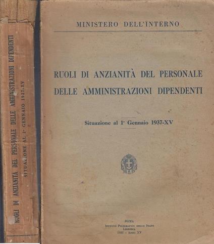 Ruoli Di Anzianità Personale Amministrazioni Dipendenti - copertina