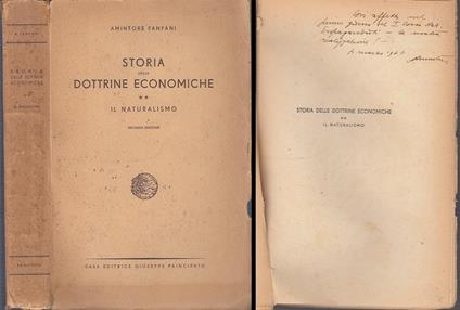 Storia Dottrine Economiche Naturalismo- Fanfani- Principato - Amintore Fanfani - copertina