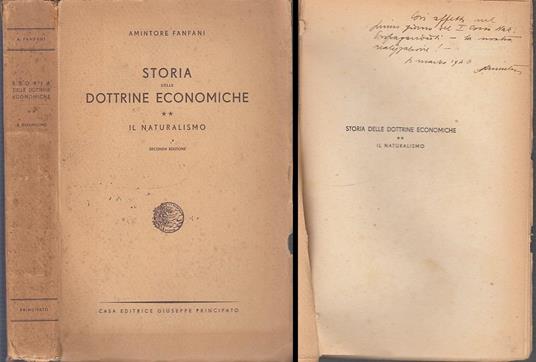Storia Dottrine Economiche Naturalismo- Fanfani- Principato - Amintore Fanfani - copertina