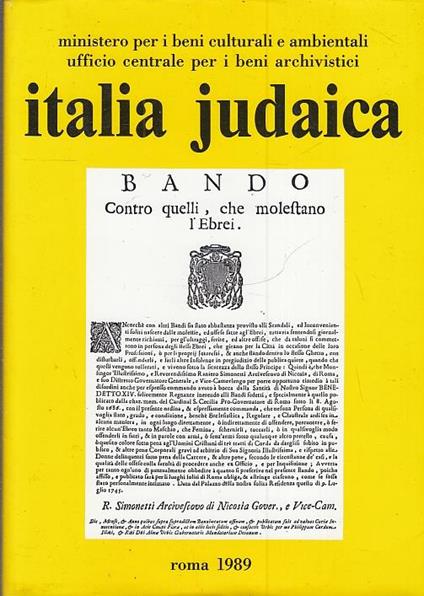 Italia Judaica Atti Iii Convegno Internazionale 1986 - copertina