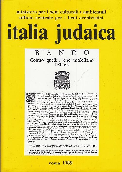 Italia Judaica Atti Iii Convegno Internazionale 1986 - copertina