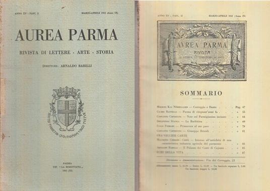 Rivista Aurea Parma Anno Xv Fasc. 2 - copertina