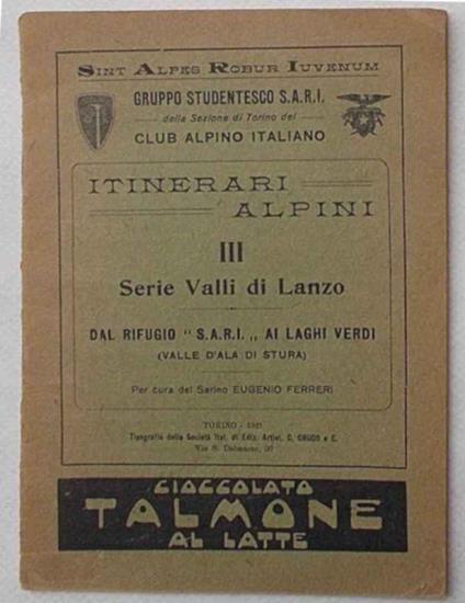 Dal rifugio "S.A.R.I." ai Laghi Verdi. (Valle d'Ala di Stura) - Simone Ferrari - copertina