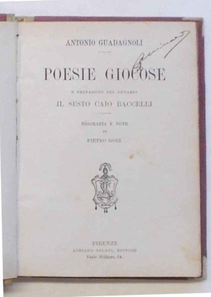 Poesie giocose e prefazioni del lunario. Il sesto Caio Baccelli - Antonio Guadagnoli - copertina
