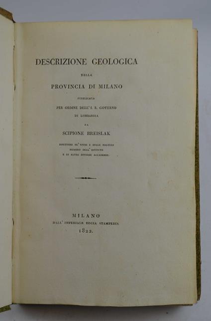 Descrizione geologica della provincia di Milano - Scipione Breislak - copertina