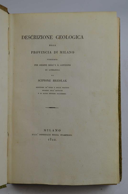 Descrizione geologica della provincia di Milano - Scipione Breislak - copertina