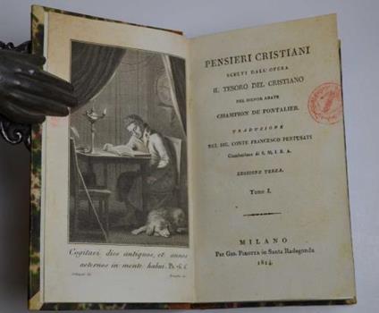 Pensieri cristiani scelti dall'opera il tesoro del cristiano. Traduzione del conte Francesco Pertusati. - copertina