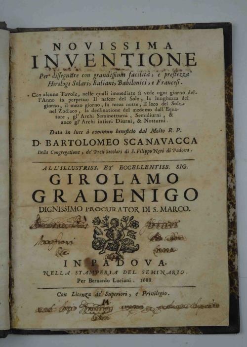 Novissima Inventione per dissegnare con grandissima facilità, e prestezza Horologi Solari, Italiani, Babilonici, e Francesi. - Bartolomeo Scanavacca - copertina