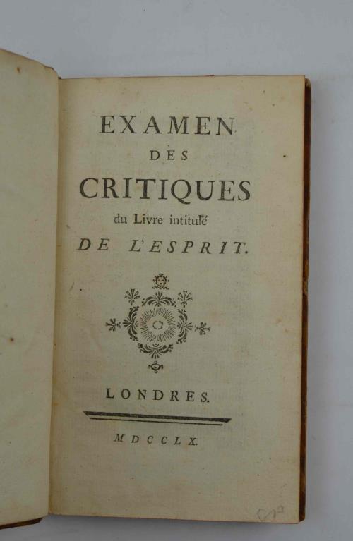 Examen des critiques du Livre intitulé De l'Esprit - Charles Leroy - copertina