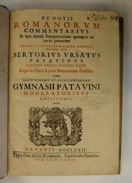 De notis romanorum commentarius in quo earum interpretationes quotquot reperiri potuerunt collegit, litterarum ordine digessit, observationes adiecit - copertina