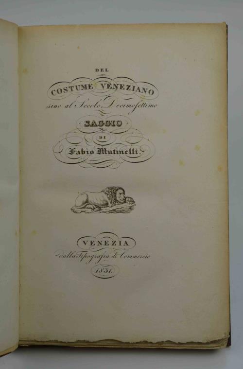 Del costume veneziano sino al secolo decimosettimo - Fabio Mutinelli - copertina