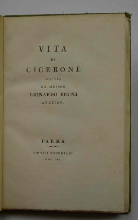 Vita di Cicerone - Leonardo Bruni - copertina