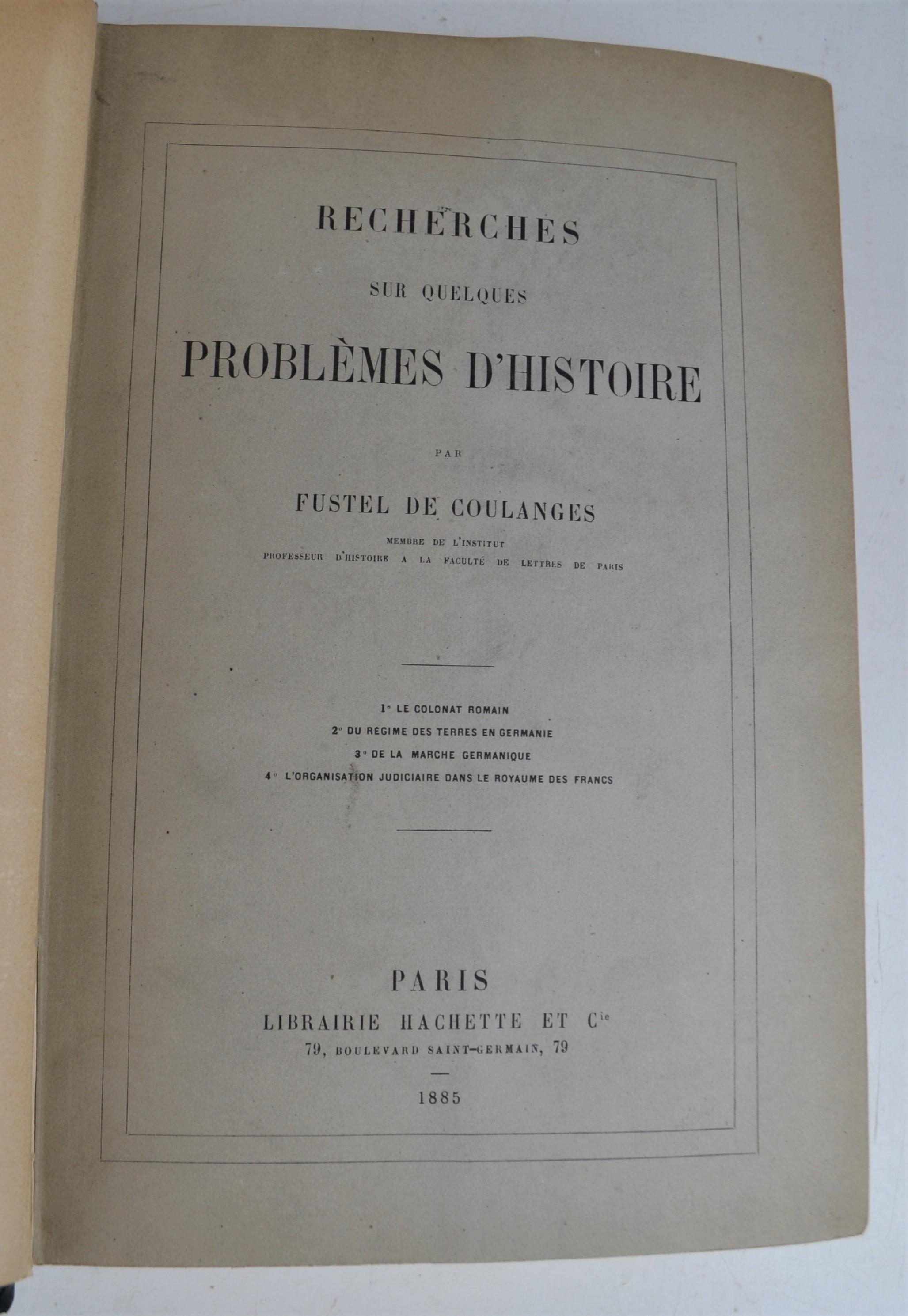 Recherches sur quelques problèmes d'histoire