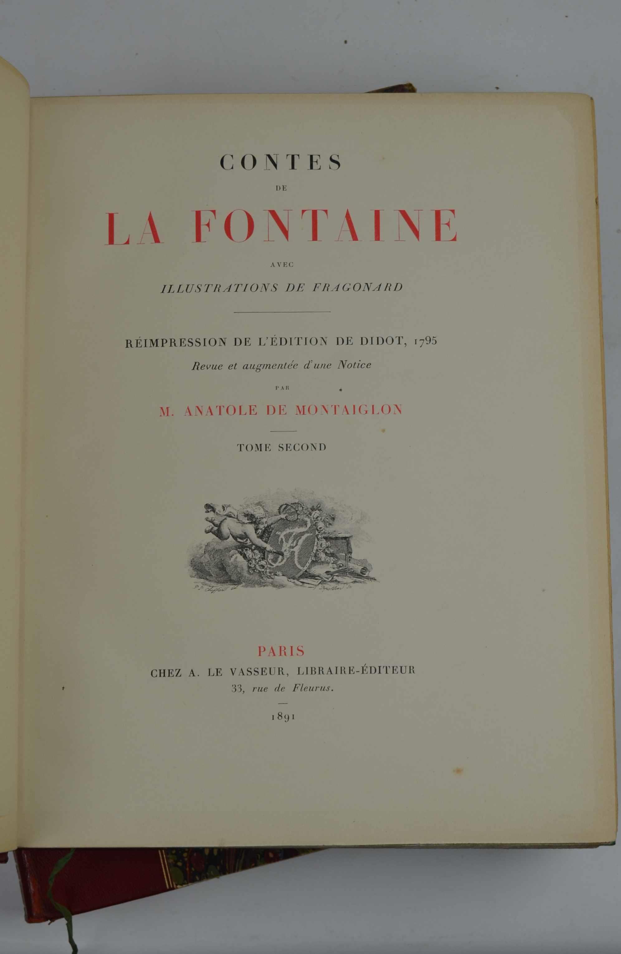 Contes. avec illustrations de Fragonard. Réimpression de l'édition de Didot, 1795 revue et augmentée d'une Notice par M. Anatole de Montaiglon
