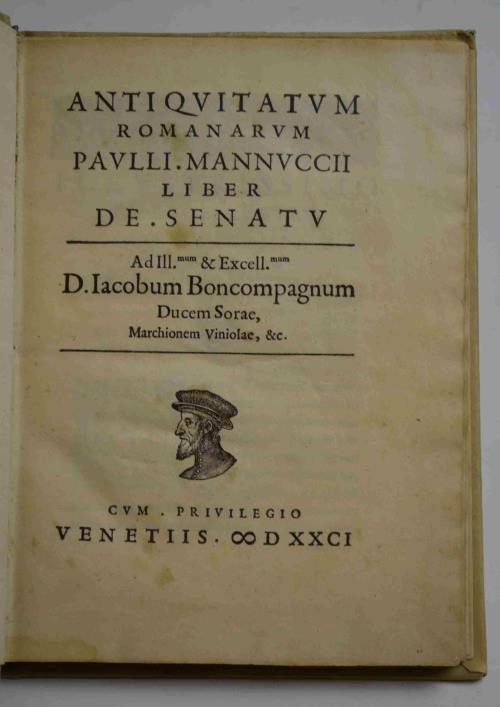 Antiquitatum romanarum… Liber de Senatu - Paolo Manuzio - copertina