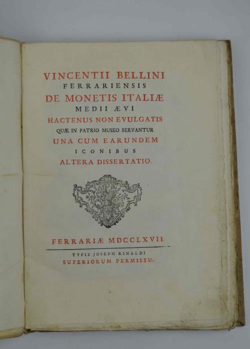 De monetis Italiae Medii Aevi hactenus non evulgatis quae in patrio musao servantur una cum earundem iconibus altera dissertatio - Vincenzo Bellini - copertina
