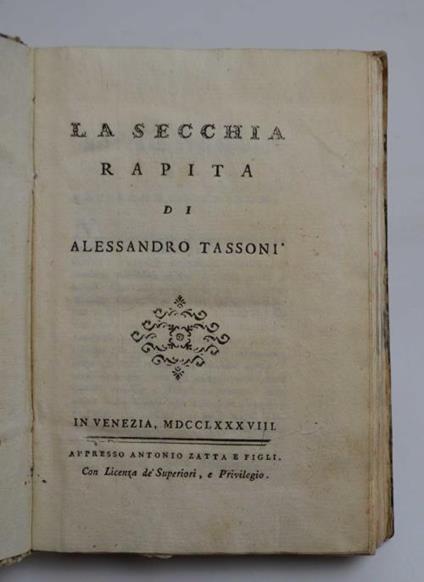 La Secchia rapita - Alessandro Tassoni - copertina