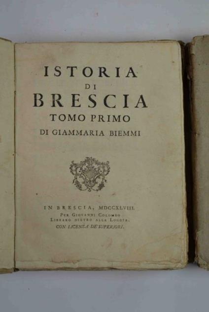 Istoria di Brescia - Giammaria Biemmi - copertina
