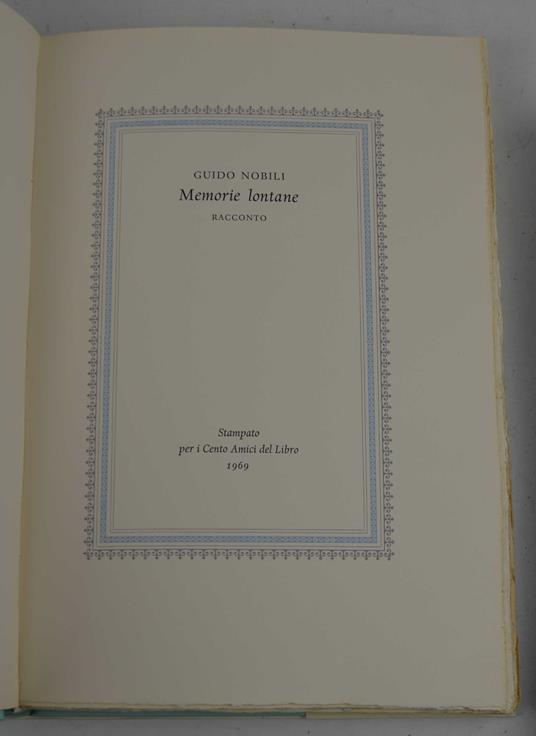 Memorie lontane - Guido Nobili - copertina
