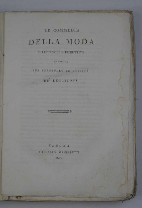 Le commedie della Moda dilettevoli e istruttive esposte per trastullo ed utilità de' leggitori - copertina
