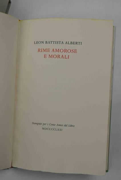 Rime amorose e morali - Leon Battista Alberti - copertina