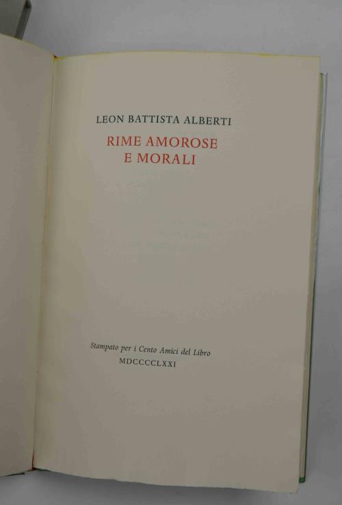 Rime amorose e morali - Leon Battista Alberti - copertina