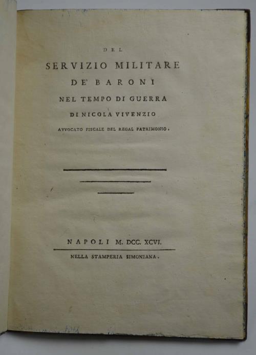 Del servizio militare de' Naroni nel tempo di guerra… - Nicola Vivenzio - copertina