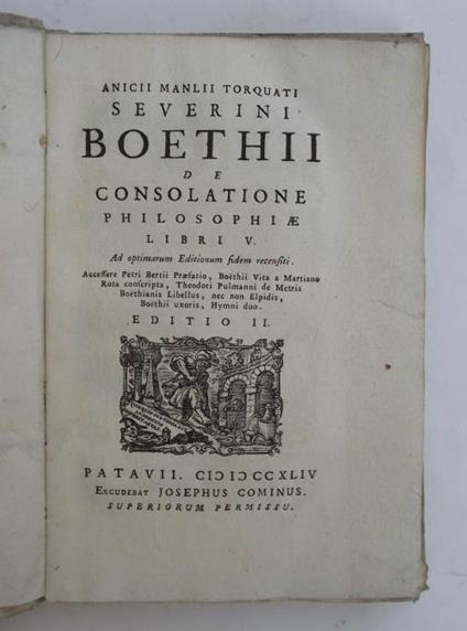 De consolatione philosophiae libri V - Severino Boezio - copertina