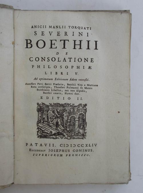 De consolatione philosophiae libri V - Severino Boezio - copertina