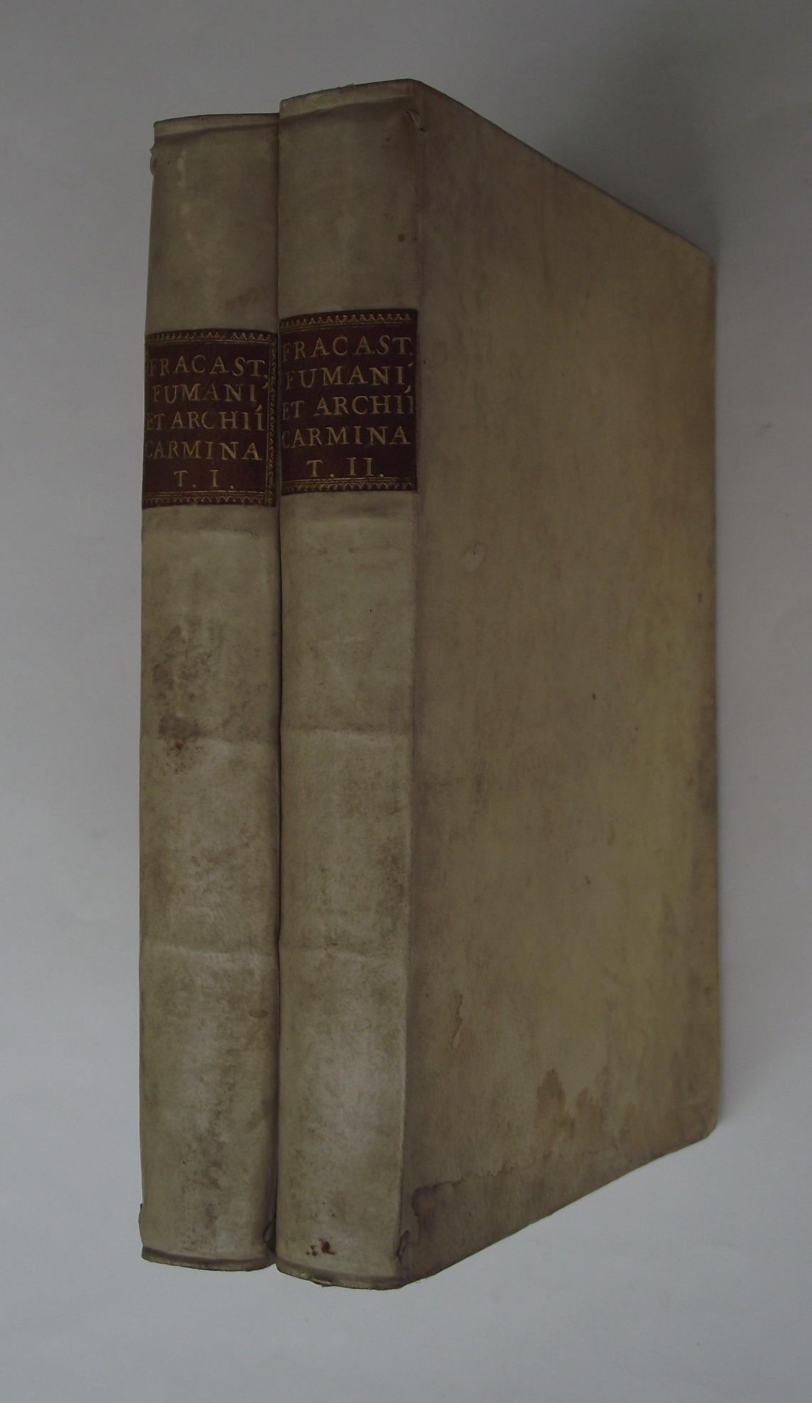 Hieronymi Fracastorii veronensis, Adami Fumani canonici veronensis, et Nicolai Archii comitis Carminum editio II. Mirum in modum locupletior, ornatior, & in II. tomos distributaIn hoc italicae Fracastorii epistolae adjectae, nunc primum summo studio