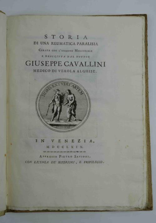 Storia di una reumatica paralisia curata con l'unzione Mercuriale e descritta dal dottor Giuseppe Cavallini medico di Verola Alghise - Giuseppe Cavallini - copertina