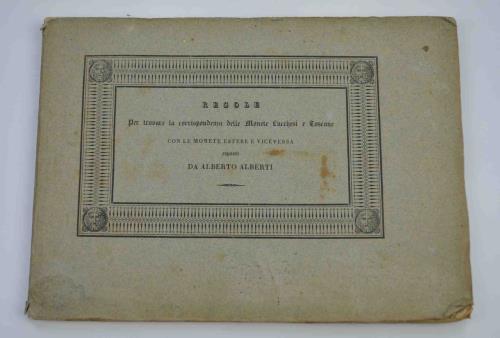 Regole semplici e facili Per trovare la corrispondenza delle Monete Lucchesi e Toscane con le monete estere e viceversa - Roberto Alberti - copertina