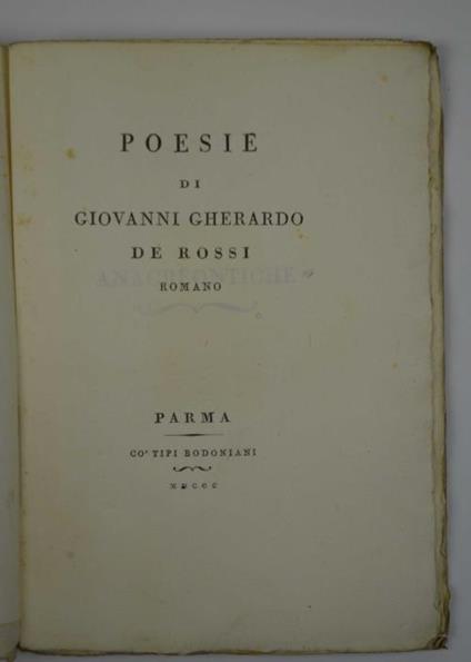 Poesie - G. De Rossi - copertina