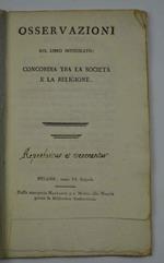 Osservazioni sul libro intitolato Concordia tra la società e la religione