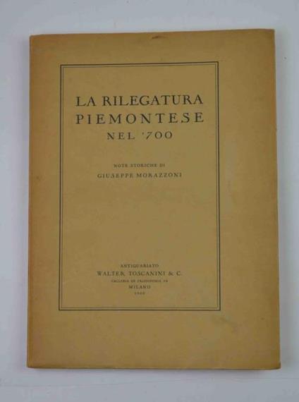 La rilegatura piemontese - Giuseppe Morazzoni - copertina