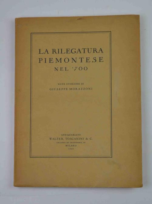 La rilegatura piemontese - Giuseppe Morazzoni - copertina