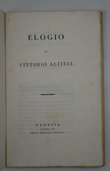 Elogio di Vittorio Alfieri - Antonio Meneghelli - copertina