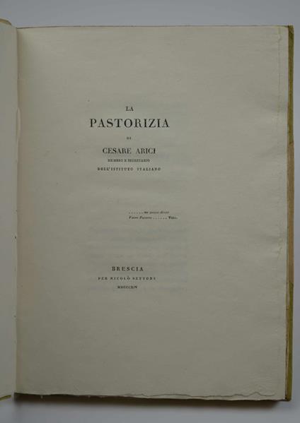 La pastorizia - Cesare Arici - copertina