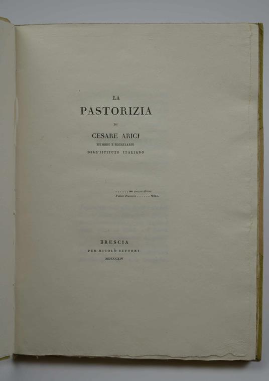 La pastorizia - Cesare Arici - copertina