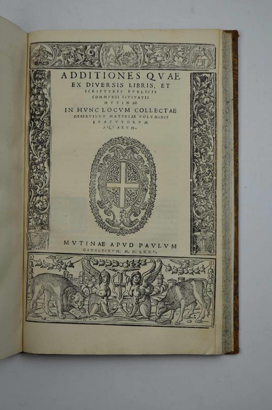 Statuta civitatis Mutinae ad iudices aquarum pertinentia, cum quibusdam additionibus valde necessariis, ac indice copiosissimo edita - copertina