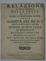 Relazione compendiosa delle feste, che per le Reali, e Felicissime nozze della Maesta del Re N.S. con la maesta della signora Donna Maria Luisa di Borbone si sono celebrate in questa Metropoli