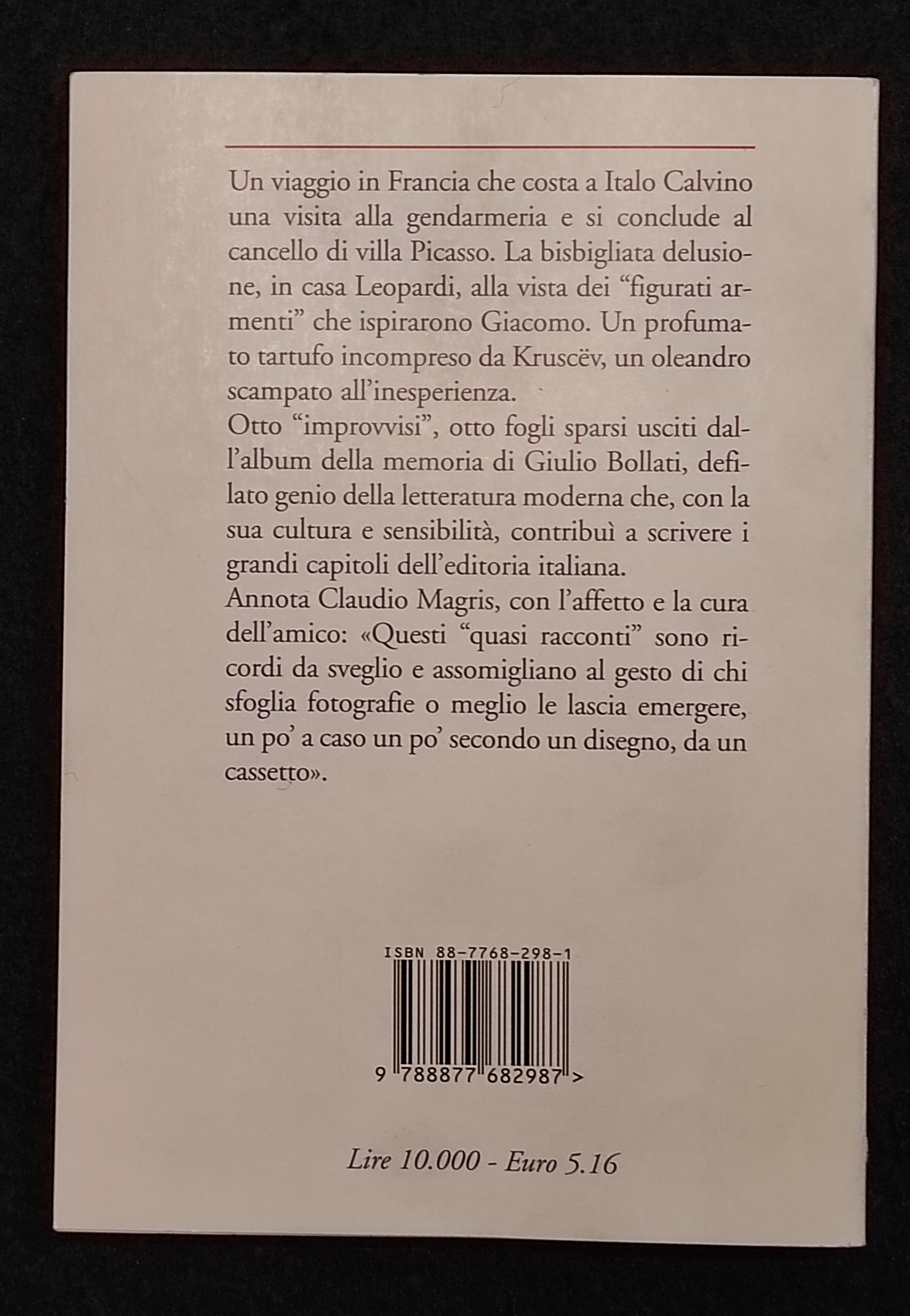 Giulio Bollati - Memorie Minime - Ed. Archinto - 2001