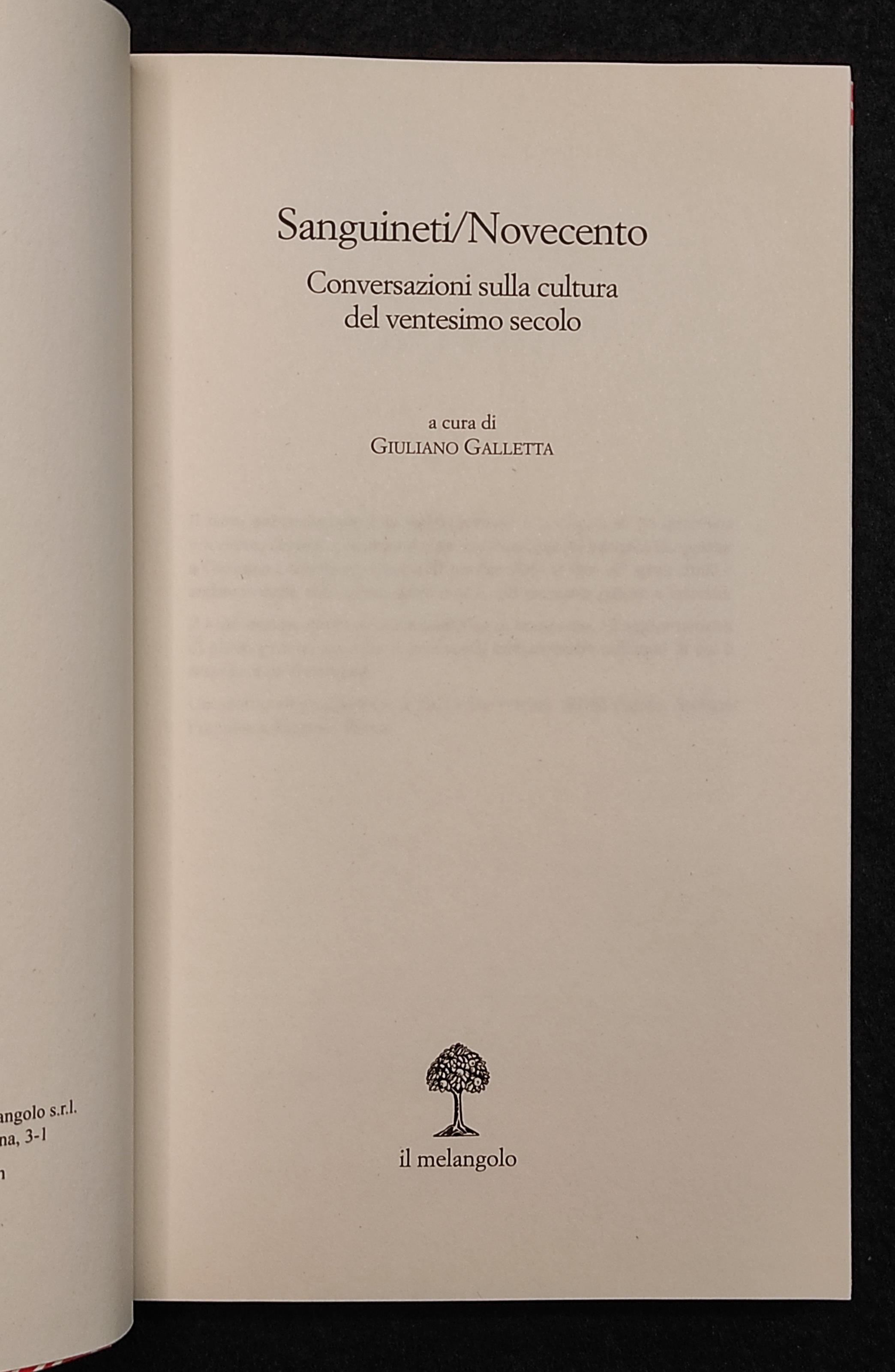 Sanguineti/Novecento - Conversazioni Cultura XX Secolo - Melangolo