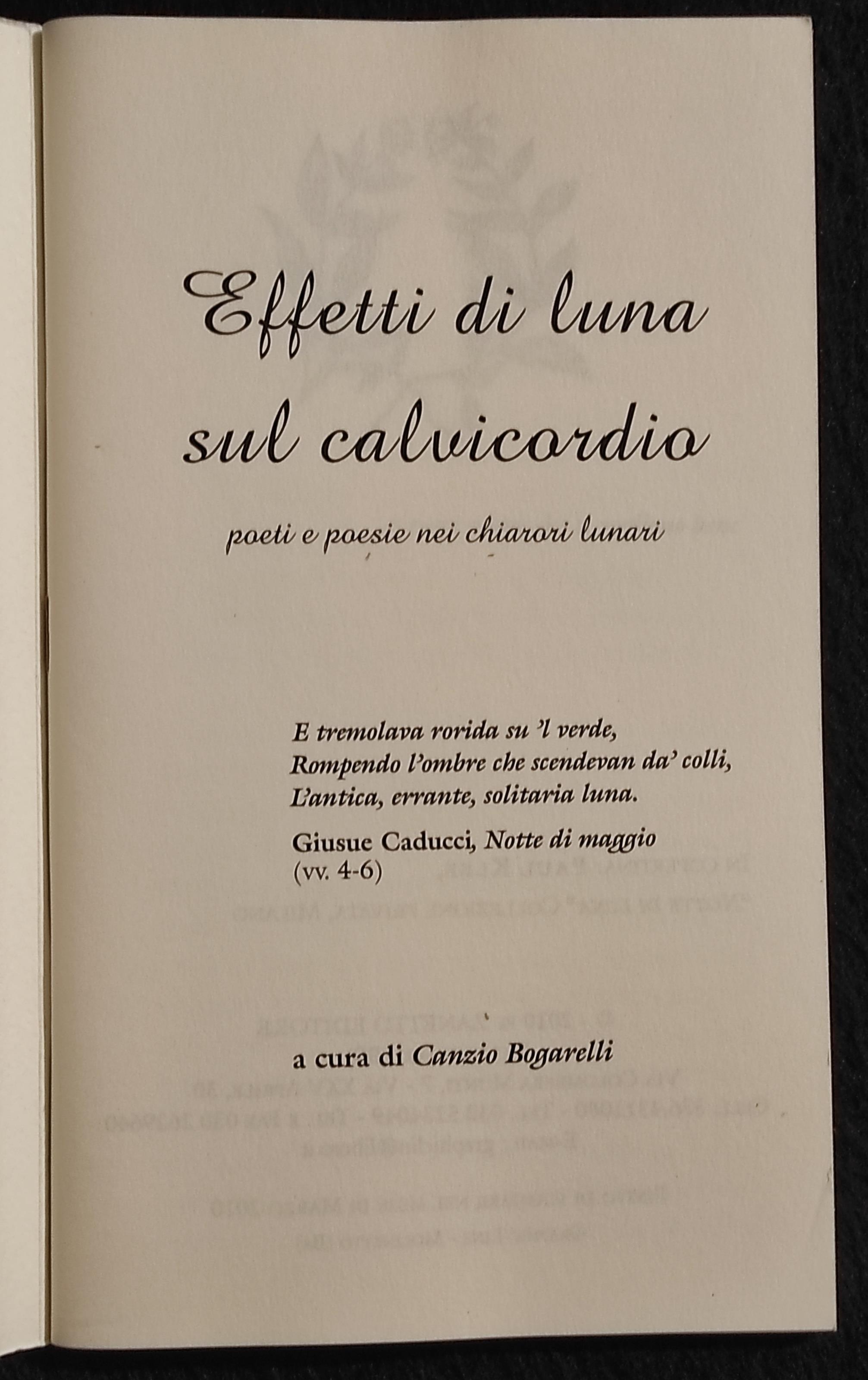 Effetti di Luna sul Clavicordio - C. Bogarelli - Zanetto - 2010